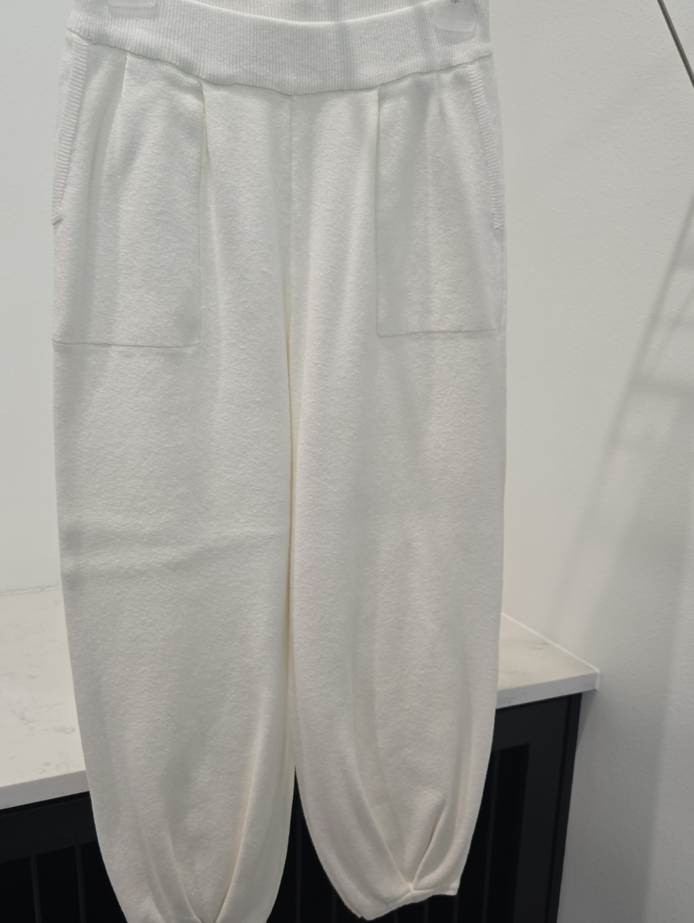 Cozy White Knit Jogger Pants
